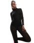 Фото #4 товара ASOS DESIGN lace high neck long sleeve stirrup unitard in black