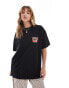 Miss Selfridge cherry back print oversized tee in black