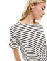 & Other Stories short sleeve t-shirt in black and white stripes Черно-белый, M - фото #4