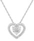 ფოტო #1 პროდუქტის Diamond Double Heart Pendant Necklace (1/4 ct. t.w.) in Sterling Silver, 16"+ 2" extender