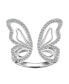 ფოტო #1 პროდუქტის Crystal Open Butterfly Ring in Silver Plate or Gold Flash Plate