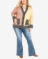 ფოტო #4 პროდუქტის Plus Size Zola Colorblock V-neck Cardigan Sweater