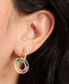 Gold-Tone Pavé & Multicolor Mixed Stone Circle Charm Hoop Earrings