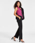 ფოტო #3 პროდუქტის Women's Pull-On Mid-Rise Faux-Fly Straight-Leg Pants