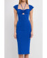 ფოტო #2 პროდუქტის Women's Cap Sleeve Front Haltered Midi Dress