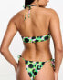 Фото #8 товара ONLY halter neck bikini top in green animal print