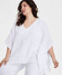 Фото #3 товара Plus Size Lace-Trim Textured Poncho, Created for Macy's
