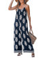 ფოტო #1 პროდუქტის Women's Navy Ornate Sleeveless Straight Leg Jumpsuit