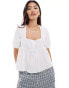 ASOS DESIGN poplin button front blouse in white weiß, M - EU 40-42 - фото #4