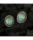ფოტო #3 პროდუქტის Women's Green Embellished Circular Stud Earrings
