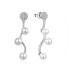 Elegant silver earrings with zircons and synthetic pearls E0003098