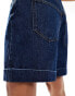 ASOS DESIGN denim turn up pleated short in indigo BLAU, 36 - фото #1