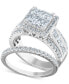 ფოტო #3 პროდუქტის Diamond Princess Halo Quad Cluster Bridal Set (3-1/2 ct. t.w.) in 14k White Gold