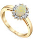 ფოტო #1 პროდუქტის Opal (1/2 ct. t.w.) & Diamond (1/5 ct. t.w.) Halo Ring in 10k Gold