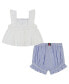 ფოტო #2 პროდუქტის Baby Girls Eyelet Baby Doll Top and Seersucker Bloomer Shorts Set