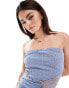 Фото #1 товара Miss Selfridge mix texture bandeau in denim blue