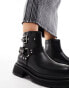 Public Desire Wide Fit Zora ankle biker boot in black