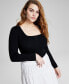 ფოტო #1 პროდუქტის Women's Square-Neck Ribbed Sweater-Knit Long-Sleeve Bodysuit, Created for Macy's