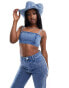 Kyo The Brand denim diamante cami bralet co-ord in blue wash