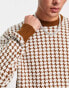 Фото #3 товара New Look relaxed fit puppytooth jumper in brown