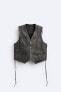 Vintage-effect leather waistcoat