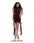 Фото #1 товара ASOS DESIGN Petite mini ruffle waterfall dress in plum