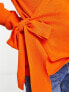 Glamorous wrap front chunky cardigan in orange