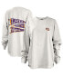 Women's White LSU Tigers Pennant Stack Oversized Long Sleeve T-shirt M - фото #1