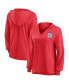 ფოტო #1 პროდუქტის Women's Red Chicago Fire Iconic Slub Lightweight V-Neck Pullover Hoodie