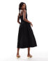 Фото #2 товара ASOS DESIGN halter poplin skirt midi dress in black