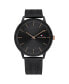 ფოტო #2 პროდუქტის Men's Black Stainless Steel Mesh Bracelet Watch 43mm