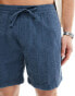 Abercrombie & Fitch 6inch pull on seersucker shorts in mid blue