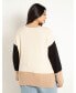Plus Size Colorblocked Relaxed Sweater - 14/16, Butter Cream Tan