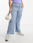 Yours wide leg cargo jean in mid blue