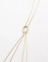 ASOS DESIGN lariat necklace with fine snake knot design in gold tone