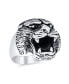 ფოტო #1 პროდუქტის Hunter Animal Norse Viking Warrior Statement Signet Fierce Roaring 3D Big Bear Head Ring For Men Oxidized .925 Sterling Silver