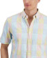 Фото #3 товара Men's Short Sleeve Button Front Madras Plaid Shirt, Created for Macy's