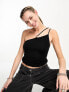 Weekday Ring asymmetric cami vest with ring detail in black M - фото #1