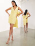 Фото #3 товара ASOS EDITION structured mini dress with statement bow back detail in yellow