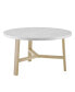 Фото #2 товара 30 inch Round Coffee Table in Faux White Marble and Acorn
