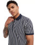 ASOS DESIGN polo in navy and white stripe Синий, XL - Chest 44 - фото #2