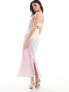 Vero Moda satin cami babydoll maxi dress with cut out back in pink