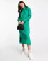 Pieces roll neck knitted midi dress in bright green