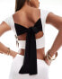 Фото #2 товара Kaiia slinky contrast bow tie back top in white