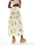 Фото #4 товара Wednesday's Girl lemon print bias cut midaxi skirt in multi