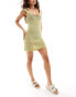 Фото #2 товара New Look crochet glitter ruched side mini dress in green