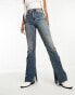 Stradivarius flare jean with split in dark vintage wash