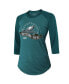 ფოტო #3 პროდუქტის Women's Threads Midnight Green Philadelphia Eagles Super Bowl LVII Desert Tri-Blend Raglan 3/4 Sleeve T-shirt