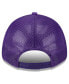 Фото #3 товара Men's Purple Los Angeles Lakers Plate Oversized Patch Trucker 9Forty Adjustable Hat