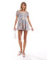 Miss Selfridge chiffon bow back rara double layer playsuit in blue floral BLAU MIT VINTAGE-BLUMENMUSTER, 32 - фото #4